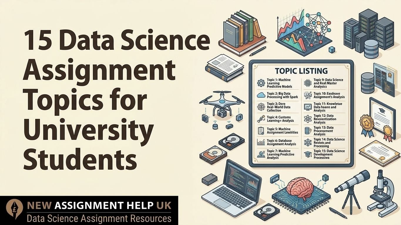 UK university student reviewing data science topics, including HM Land Registry, NHS, and ONS datasets